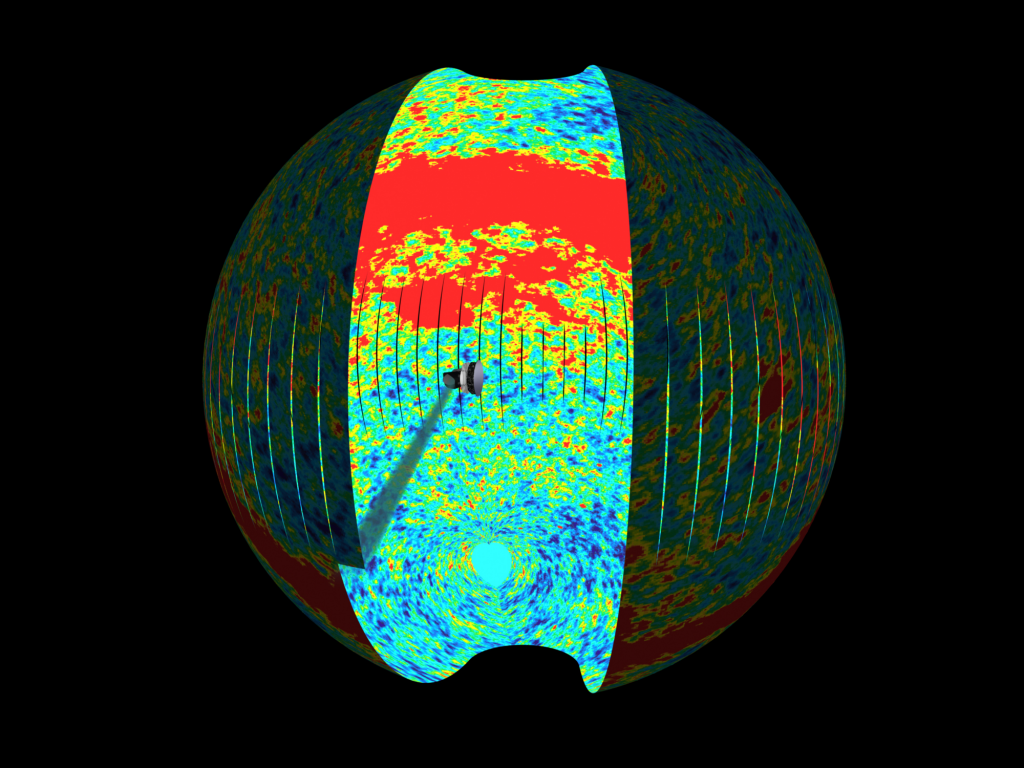 Plank satellite scanning a slice of the Big Bang